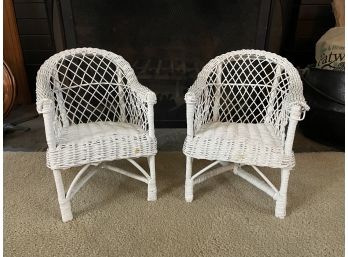 Pair Of DOLL Sized Wicker Arm Chairs