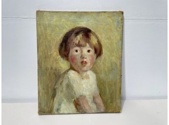 Oil On Canvas Portrait Of Young Child
