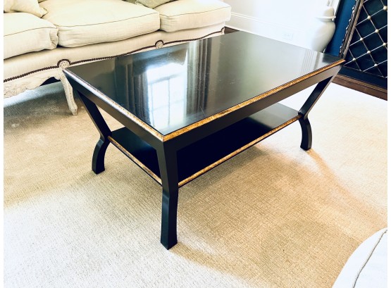 Black Lacquer Coffee Table With Gilt Trim