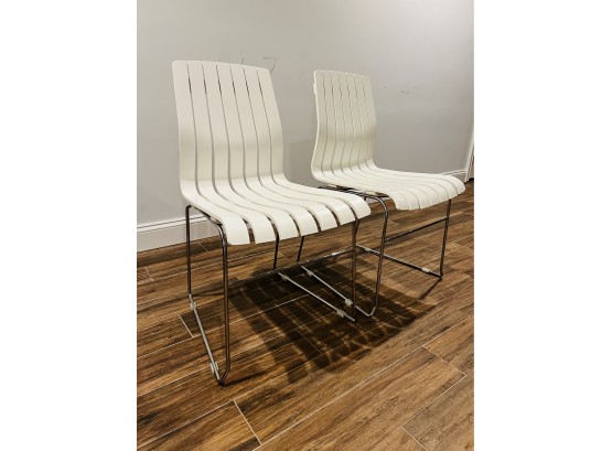 Pair Contemporary Italian Side Chairs & Pillow
