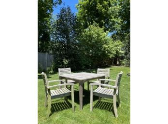 Country Casual Outdoor Teak Dining Table With Four Chairs