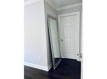 Tall Beveled Mirror In Silver Frame