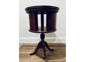 Sweet Antique Circular Rotating Side Table On Pedestal