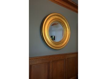 Gilt Gold Finish Circular Mirror W Bevel Edge