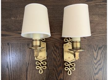 Pair Wall Sconces In Brass Finish