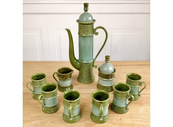 Fabulous Vintage Tea Set 1960's Green Ardco Dallas Fine China