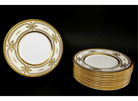 Stunning Tiffany & Co. Minton Gold Gilt Fine China Dessert Plate Set