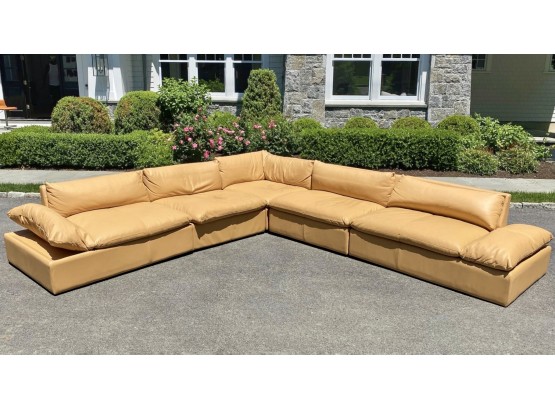 Unbelievable Custom Italian Leather Sectional With Adjustable Arm/head Rests