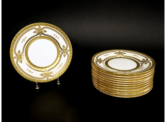Stunning Tiffany & Co. Minton Gold Gilt Fine China Appetizer Plate Set