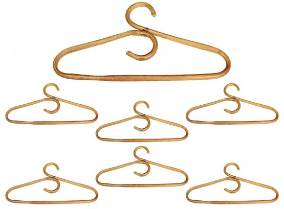 (2 Of 2) Set Of 7 Mid-century Modern Bentwood Bamboo / Rattan Clothes Hangers