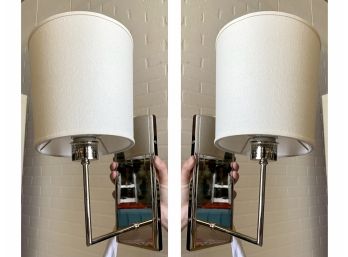 Pottery Barn Wall Sconces With Drum Shades, A Pair