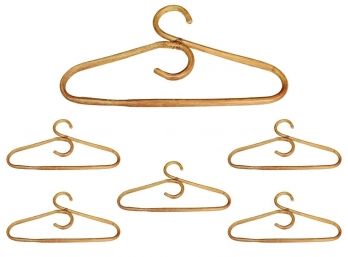 (1 Of 2) Set Of 6 Mid-century Modern Bentwood Bamboo / Rattan Clothes Hangers