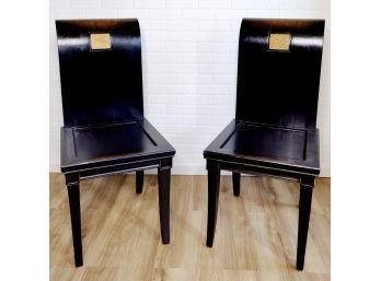 Vintage Inspired Scroll Back Side Chairs With Chinese Calligraphy Inlay  - B&D Florence, Italy