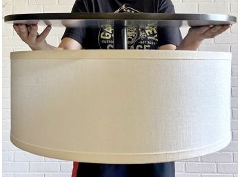 ( 1 Of 2) Bone Simple Design Large Flush Mount Drum Shade Light Fixture
