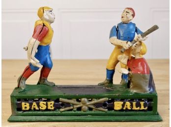 Vintage Cast Iron Baseball Mechanical Bank