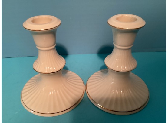 Vintage Pair Lenox  Versailles Candle Stick  Holders  (6.5 Inches Tall)