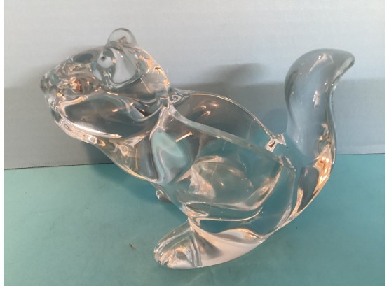 Vintage Clear Glass Squirrel With Nut Votive Tea Lite Candle Holder