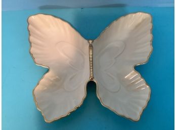 Vintage Ivory Colored Lenox Made In USA Butterfly Candy Dish