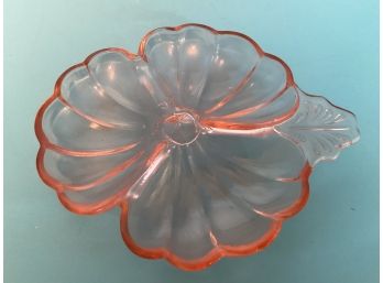 Vintage Jeannette Glass Pink Depression Doric Clover Candy Dish