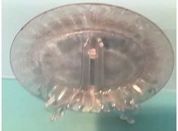 Vintage Pink Depression Era Glass Oval Serving Plate  - 9 Inches In Length