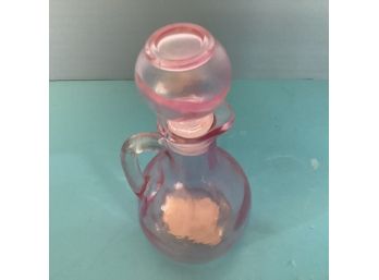 Single Pink Glass Made In USA Cruet With Stopper