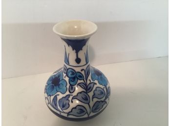 Vintage Multani Blue Floral Pottery Bud Vase