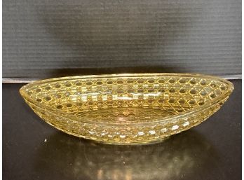 Vintage Amber Depression Era Oval Celery Boat (10.5 Inches) (Small Chip)