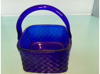 Vintage Depression Era Cobalt Blue Candy Basket (Chip On Inner Rim)