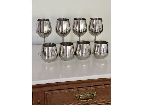 Pier 1 Stainless Steel Goblets, Set Of 8