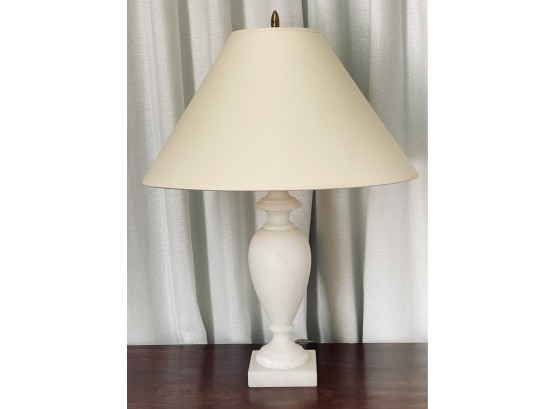 Spanish Carved Alabaster Table Lamp W/ Cone Shade