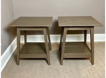 A Pair Of Rustic Two-Tier Painted Side Tables