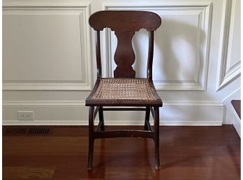 Antique Cane Side Chair W/ Unusual Curved Profile