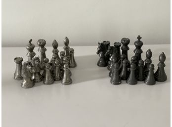 Pewter & Silver Tone Chess Pieces  ( See Description )