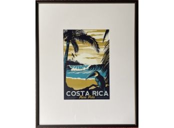 Costa Rica Toucan Vintage Travel Poster Art Print, Framed
