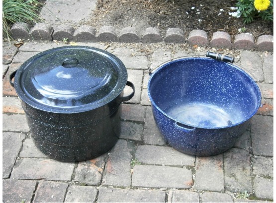 Graniteware Canning Pot With Jar Holder