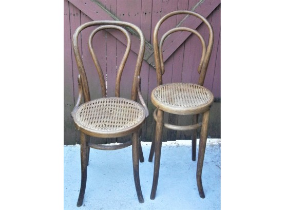 (2) Antique Bentwood Chairs With Cane Seats
