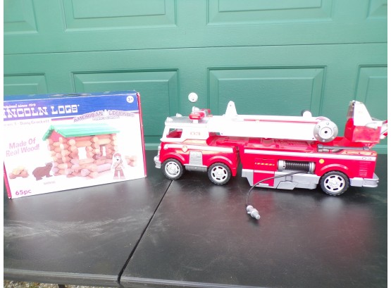 Lot Of Lincoln Logs And Fire Truck