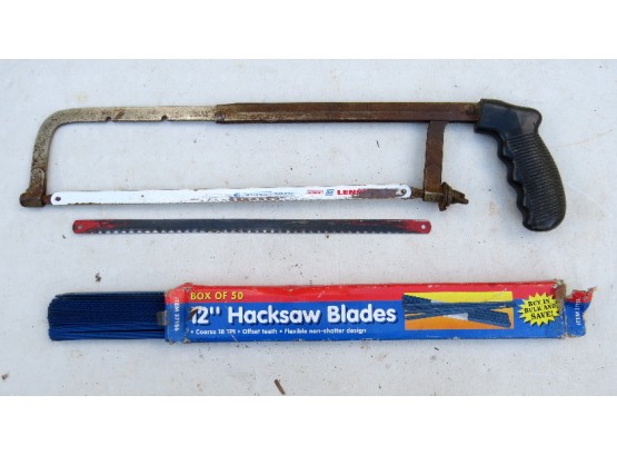 Hack Saw With A Box Of  Blades