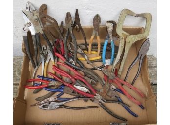 Large Lot Of Pliers & Clamps.