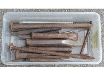 Lot Of Metal Punches & Wedges Up To 1' Or So Thick.
