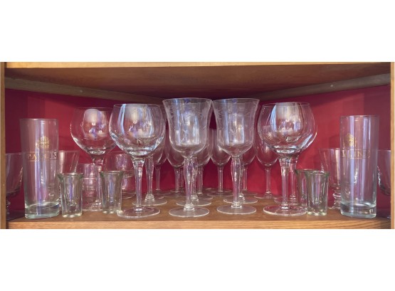 Corner Cupboard Shelf Of Glasses Lot #3