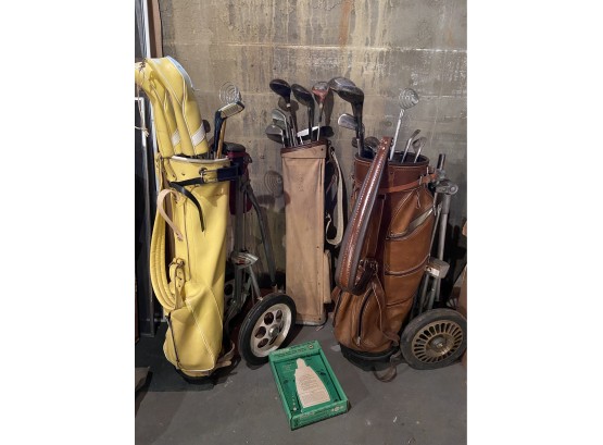 Vintage Golf Clubs Lady Burke Princess Clubs Leo Diegel Clubs Golf Bags With Hand Carts