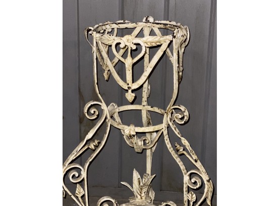 Wrought Iron Plant Stand Elaborate Metal Work 14x24