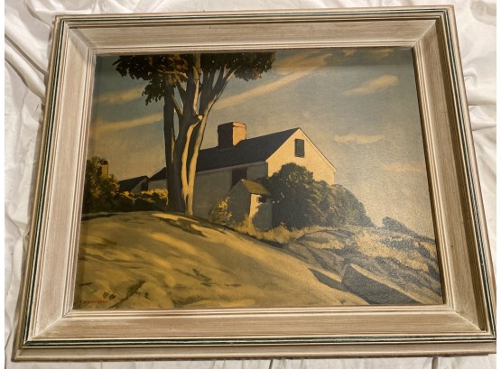 CK Chatterton House On The Cliffs Vintage Framed Poster Seems A Little Darker Than Photos In Good Shape 31.5x2