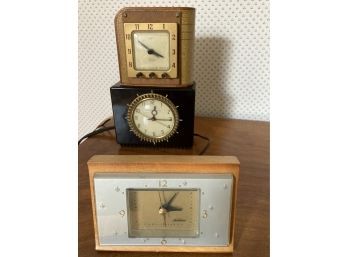 Three Stylish Vintage Electric Clock Radios - Sunbeam - General Electric - Telechron