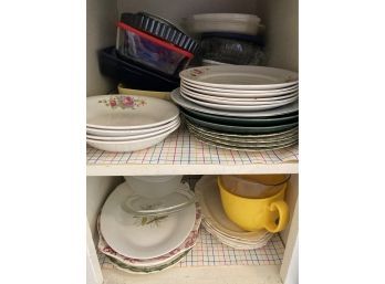 Kitchen Cabinet Lot - Large Plates, Serving Dishes