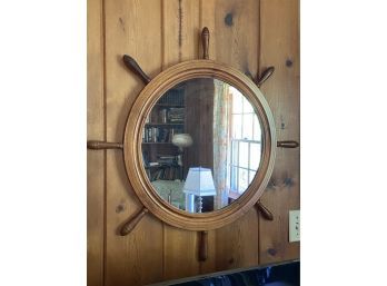 Wood Ship Wheel Mirror 30in
