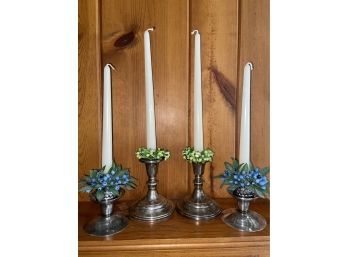4 Silver Candle Stick Holders 2 Are Sterling Weighted