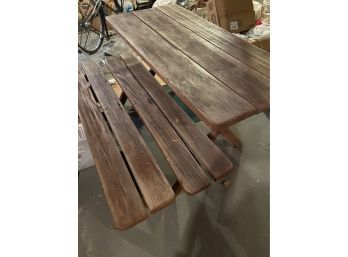 Beautiful Vintage Picnic Table 60x28x30in And Benches 59.5x11x18in