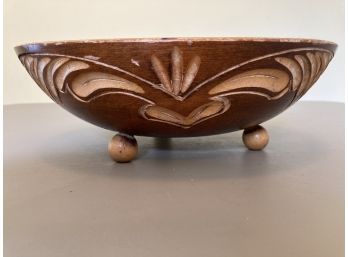 Wooden Bowl With Three Spherical Feet 11x4in
